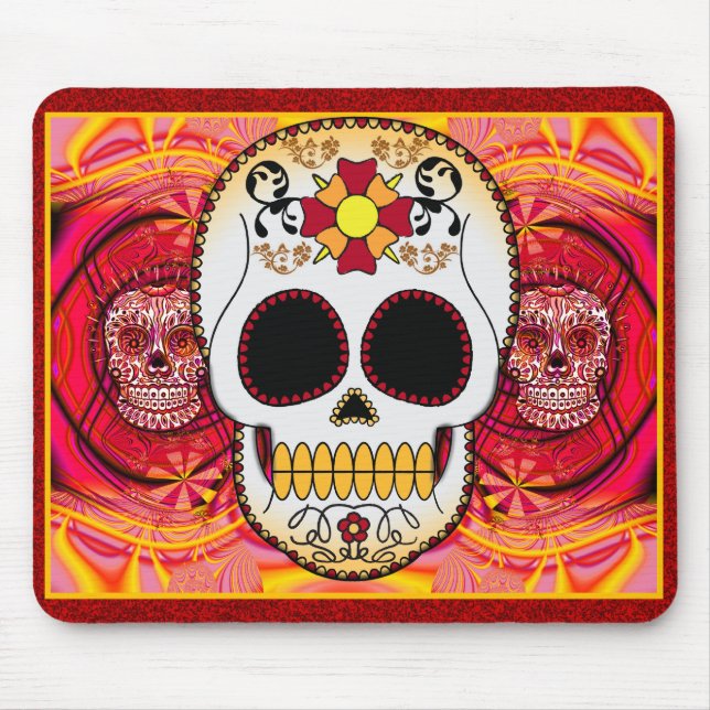 Calaveras vermelho Mousepad (Frente)