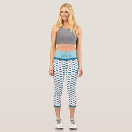 CALÇA CAPRI DE CINTURA ALTA PERSONALIZADA "AZUL" D