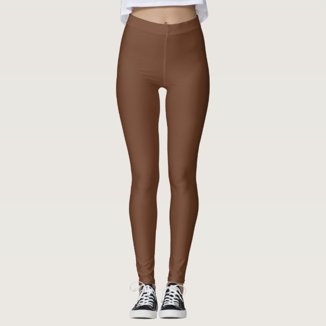 Calça Legging Marrom Sólido de Sorvete de Chocolat (Frente)