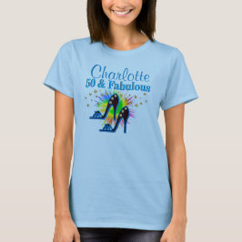 Calçado azul Rainha 50º Camisetas de aniversário e