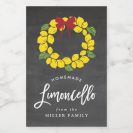 Calçado, coroa de limoncelo de Natal, etiqueta