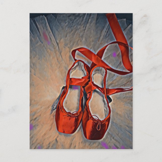 calçados balés com pinceladas roxas cartão postal (Frente)