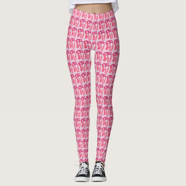 Calçados de pontas de Balé cor-de-rosa Leggings da (Frente)