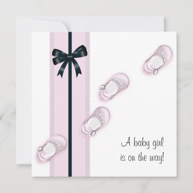 Calçados para bebês, cor-de-rosa e pretos Convites (Frente)