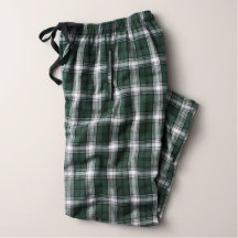 Calças de Pajama Flannel Green & White Mens