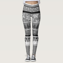 Calças Legging Cinza de Natal