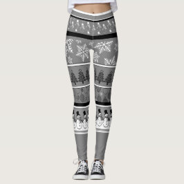 Calças Legging Cinza de Natal