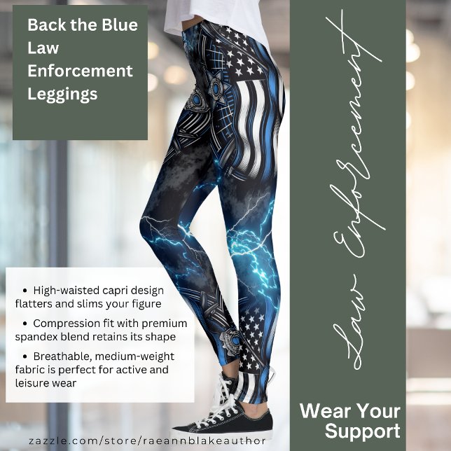 Calças Legging de Apoio às Leis da Força Azul (Criador carregado)