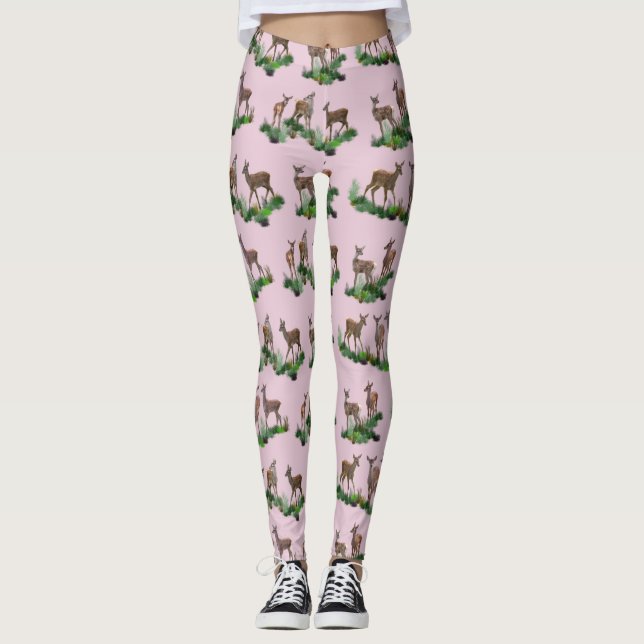 Calças Leggings Bambi Meadow (Rosa Empoeirado) (Frente)