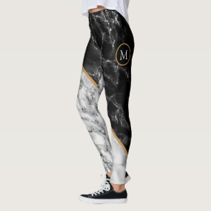 Calças Leggings com Letra Personalizada Preto Márm