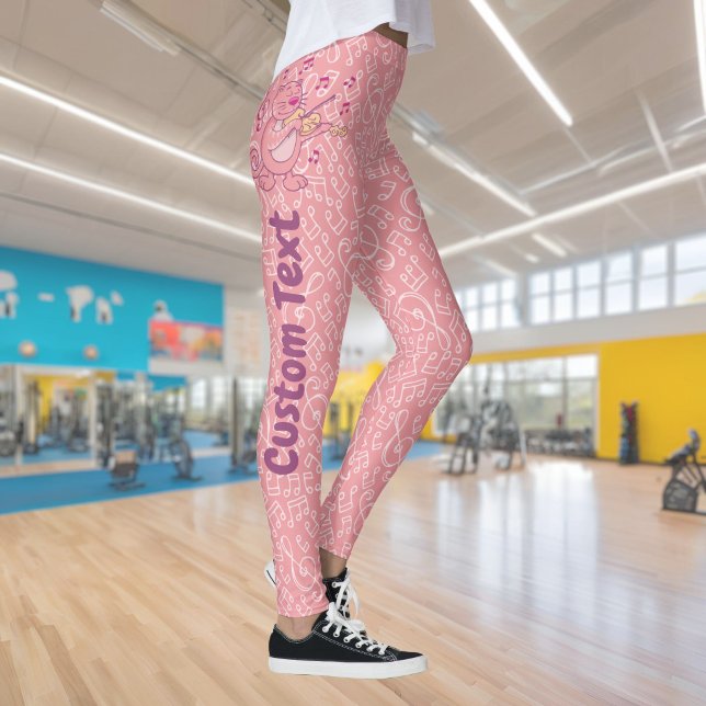 Calças Leggings de Gato Rosa com Violino (Criador carregado)