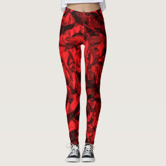 Calças Leggings de Papel de Embrulho Vermelho