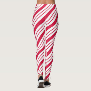 Calças Leggings Listradas de Bastão de Natal