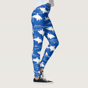 Calças Leggings Monograma Verde Naval Tubarão Bran
