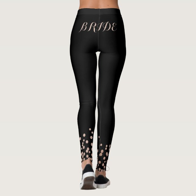 Calças Leggings Noivas Brilho Dourado Rosa Preto (Verso)