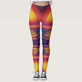 Calças Leggings Praia Alienígena ao Pôr do Sol