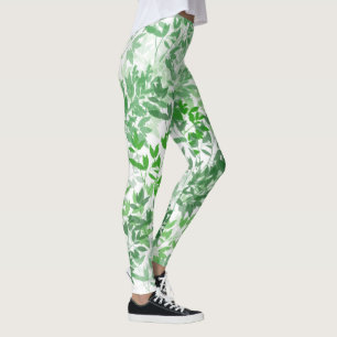 Calças Leggings Verdes Botânicas de Ioga Pilates