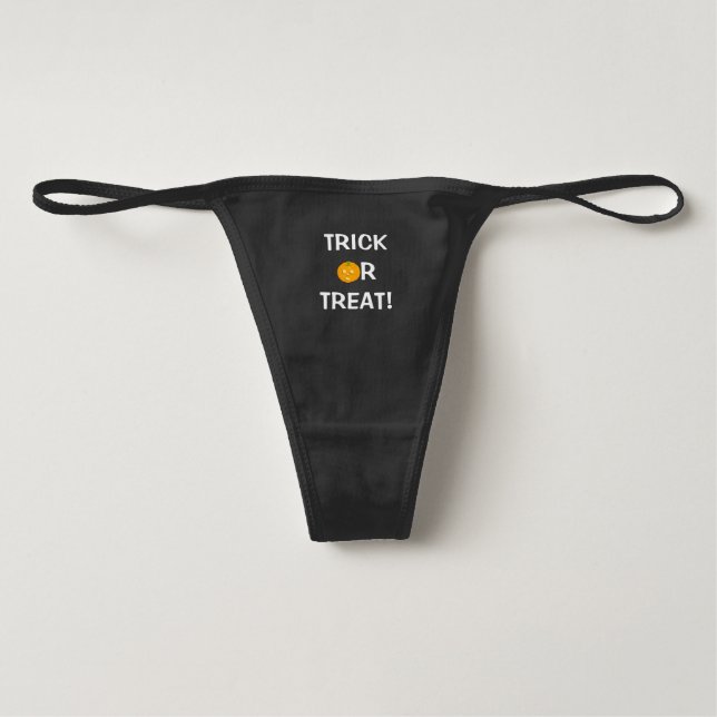 Calcinha Fio-dental Engraçado cartoon divertido mensagem de abóbora do (Frente)