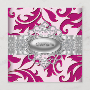 Calços Rosa Quentosos Convites para Quinceanera
