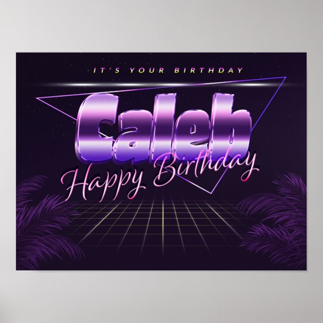 Caleb Name Vorname lila retro Poster Geburtstag (Frente)