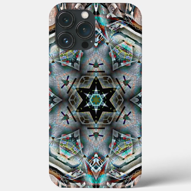 Caleidoscópio estelar e hexágono com textura clara (Verso)