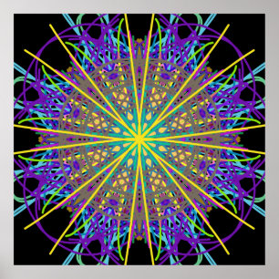 Caleidoscópio Mandala Art Energy Flower Poster