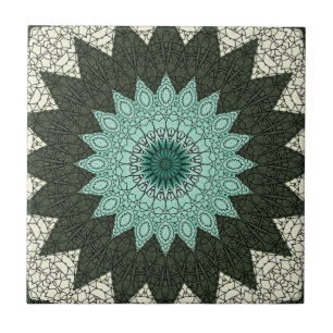 Caleidoscópio Mandala em Verde e Azul