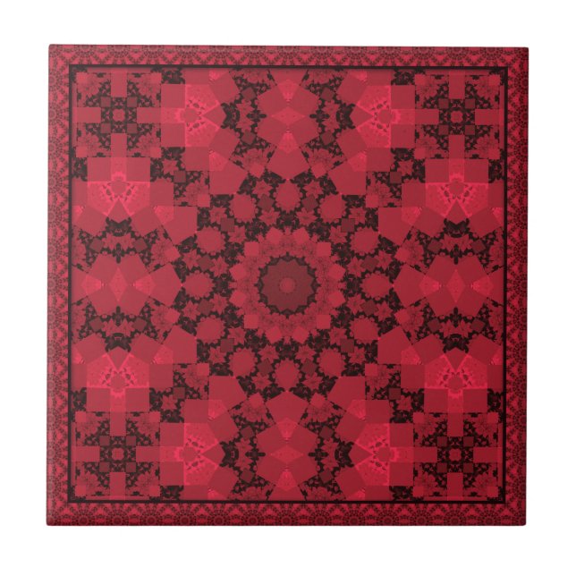 Caleidoscópio vermelho-preto, mandala (Frente)
