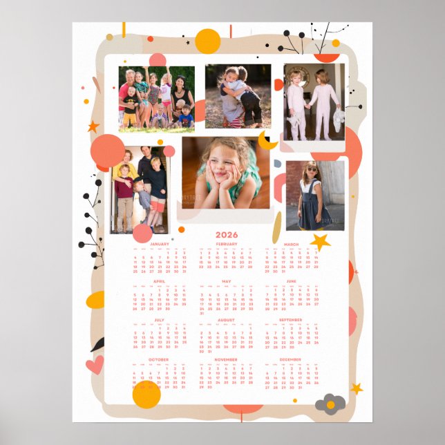Calendar 2026 Family Photo Poster 18x24 (Frente)