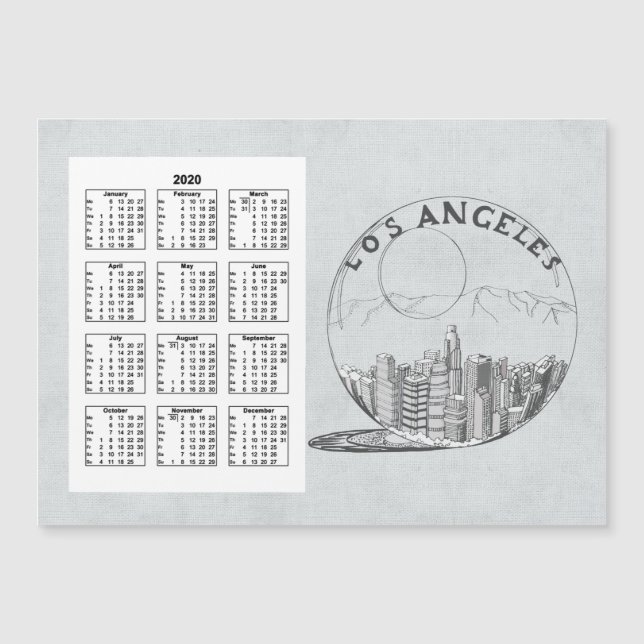 Calendar Los Angeles Cheio Ano 2020 (Frente)