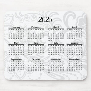 Calendar Mousepad do Elegant Floral Design 2025