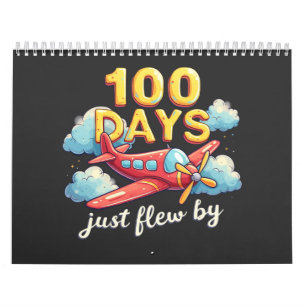 Calendário 100 dias simplesmente voaram de avião 100 dias de
