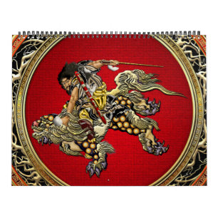 Calendário [100] Hokusai - Shoki Riding Shishi Lion