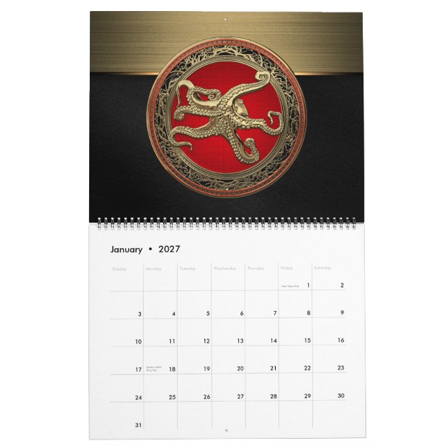 Calendário [100] Polvo Dourado Sagrado na Postura Defensiva (Jan 2027)