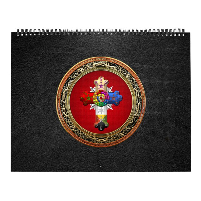 Calendário [100] Rosy Cross (Rosa Croix) em Vermelho e Dourad (Capa)