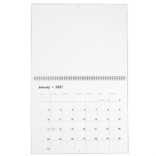Calendário 11" x 14.25" Duas Páginas Grande Pret
