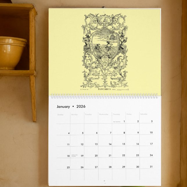 Calendário 12 Cartuchos Barroco Rococó do Século XVIII (Criador carregado)