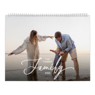 Calendário 12 fotos familiares personalizadas com tipografia 