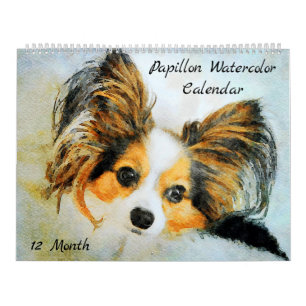 Calendário 12 Meses Adorável Pintura Por Aquarela De Papillon