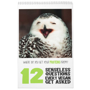 Calendário 12 perguntas Vegans são questionados com fotos de
