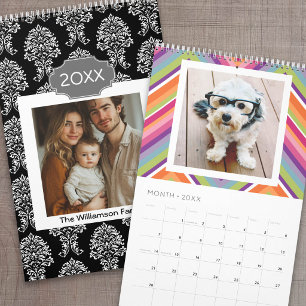 Calendário 17 Colagem de Fotos - Padrões Coloridos - Família