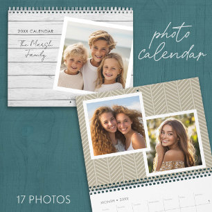 Calendário 17 Modelo de Foto com Padrões Modernos