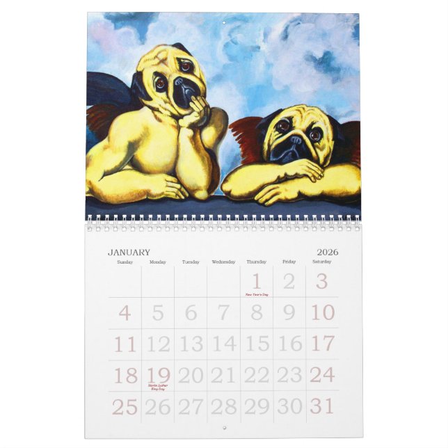 Calendário $19,95 de PugArt (Jan 2026)