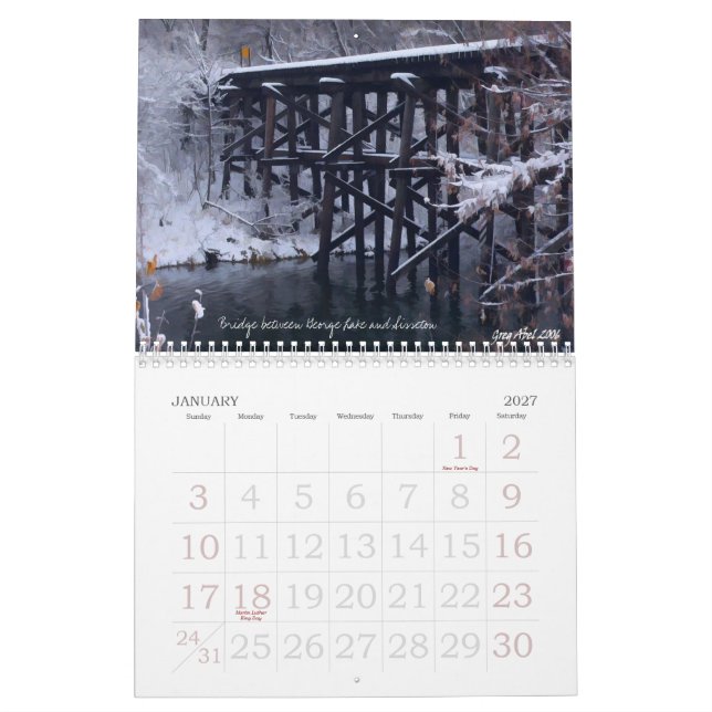 Calendário 2007 da área de Fairmont (Jan 2027)