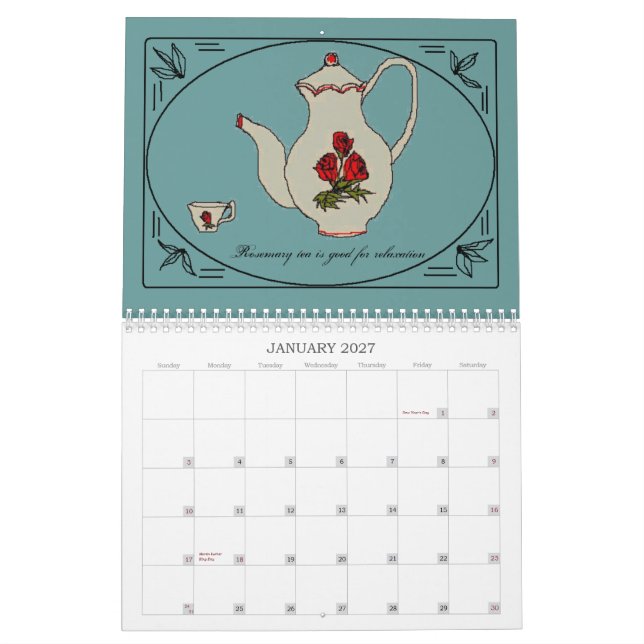 Calendário 2009 bules - personalizados (Jan 2027)