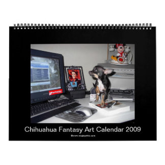 Calendário 2009 da arte da fantasia da chihuahua