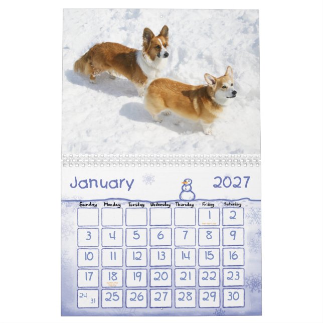 Calendário 2009 do Corgi de Galês (Jan 2027)