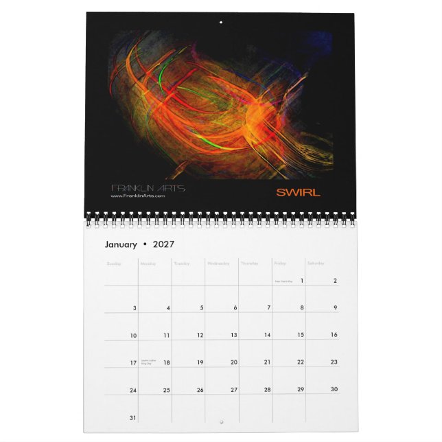 Calendário 2010 da arte abstracta das artes de (Jan 2027)