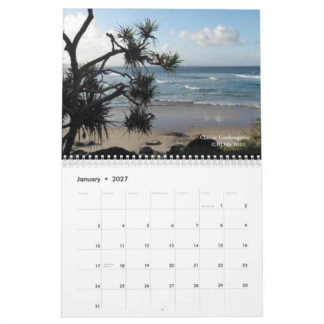 Calendário 2011 da área de Coolangatta (Jan 2027)
