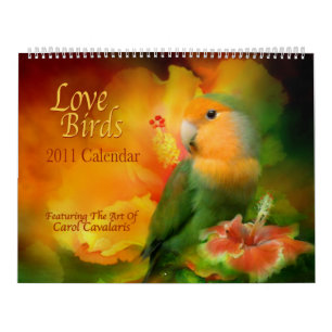 Calendário 2011 da arte dos pássaros do amor